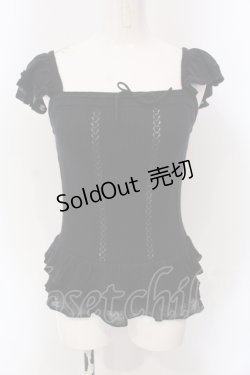 画像1: INGEBORG / はしごリボンフリルニットキャミソール 9 クロ O-25-05-22-065-LO-TO-IG-OS