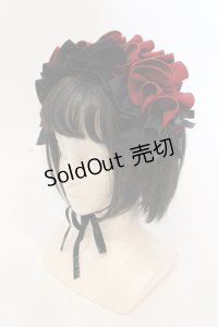 MARBLE / フリル重ねボリュームヘッドドレス  ブラック×レッド O-25-05-22-006-GO-AC-OW-OS