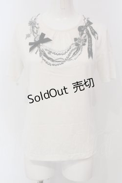 画像1: INGEBORG / ネックレスプリントTシャツ 9 オフシロ O-25-05-22-073-LO-TS-IG-OS
