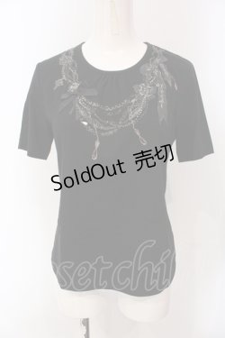 画像1: INGEBORG / ネックレスプリントTシャツ 9 クロ O-25-05-22-074-LO-TS-IG-OS
