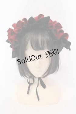 画像2: MARBLE / フリル重ねボリュームヘッドドレス  ブラック×レッド O-25-05-22-006-GO-AC-OW-OS