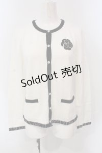 INGEBORG / カメリアバイカラーカーディガン 9 シロ×クロ O-25-05-22-077-LO-TO-IG-OS