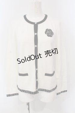 画像1: INGEBORG / カメリアバイカラーカーディガン 9 シロ×クロ O-25-05-22-077-LO-TO-IG-OS