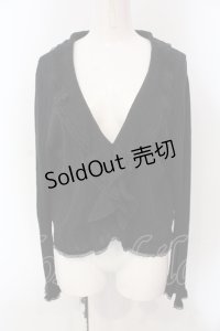 INGEBORG / 透かし編みテレコフリルカーディガン 11 クロ O-25-05-22-078-LO-TO-IG-OS