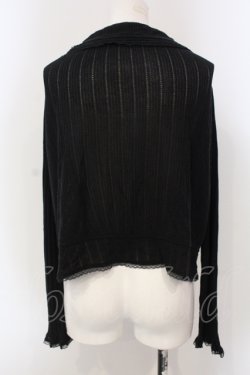 画像3: INGEBORG / 透かし編みテレコフリルカーディガン 11 クロ O-25-05-22-078-LO-TO-IG-OS
