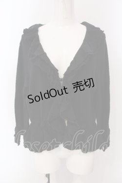 画像1: INGEBORG / 袖ローズモチーフフリルカーディガン 11 クロ O-25-05-22-080-LO-TO-IG-OS