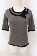 INGEBORG / リボンニットトップス 9 グレー×クロ O-25-05-22-087-LO-TO-IG-OS