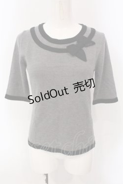 画像1: 【SALE】INGEBORG / リボンニットトップス 9 グレー×クロ O-25-05-22-087-LO-TO-IG-ZT400