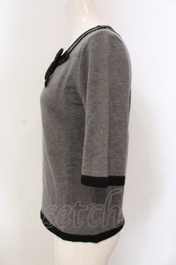 画像2: INGEBORG / リボンニットトップス 9 グレー×クロ O-25-05-22-087-LO-TO-IG-OS