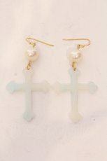 画像1: 【SALE】E hyphen world gallery / 《BonBon限定》《AMOコラボ》 クロスピアス  サックス O-25-05-22-009-LO-AC-IG-ZT445-F008 (1)