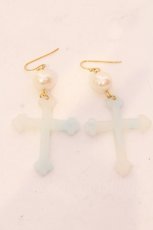 画像2: 【SALE】E hyphen world gallery / 《BonBon限定》《AMOコラボ》 クロスピアス  サックス O-25-05-22-009-LO-AC-IG-ZT445-F008 (2)