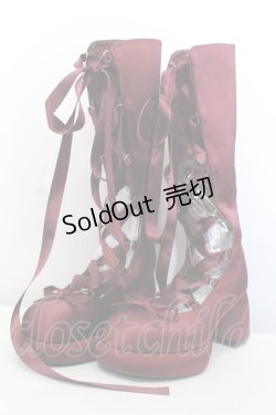 画像1: axes femme POETIQUE / レースアップサテンシューズ M ワイン O-25-05-23-024-AX-SH-OW-OS