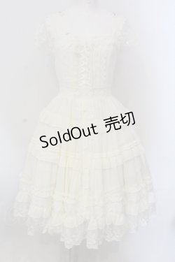 画像1: 童活之森（海外ロリィタ） / レースアップティアードジャンパースカート M アイボリー O-25-05-26-030-LO-OP-IG-OS
