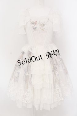 画像1: QuaintLass / 花眠妖精 ジャンパースカート S アイボリー×ピンク系 O-25-05-26-031-LO-OP-IG-OS