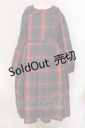 FLC / 皆方由衣コラボ MINA*タータンチェックワンピース 3L アカ O-25-05-26-047-LO-OP-YM-ZT160