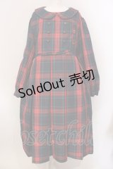 FLC / 皆方由衣コラボ MINA*タータンチェックワンピース 3L アカ O-25-05-26-047-LO-OP-YM-ZT160