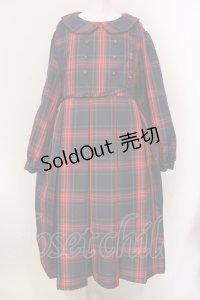FLC / 皆方由衣コラボ MINA*タータンチェックワンピース 3L アカ O-25-05-26-047-LO-OP-YM-ZT160