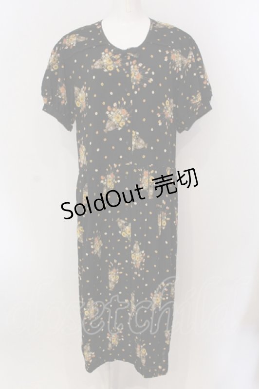 画像1: 【SALE】KANEKO ISAO / 花瓶柄ワンピース  クロ O-25-05-26-055-EL-OP-OW-ZT431 (1)