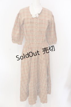 画像1: KANEKO ISAO / ダブルカラーチェック柄ワンピース  オレンジ系 O-25-05-26-057-EL-OP-OW-OS