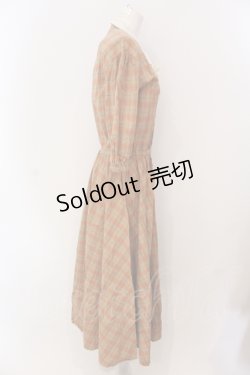 画像3: KANEKO ISAO / ダブルカラーチェック柄ワンピース  オレンジ系 O-25-05-26-057-EL-OP-OW-OS