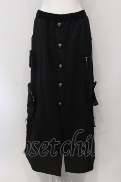 画像1: Qutie Frash / ミリタリーロングスカート  ブラック O-25-05-26-064-QU-SK-IG-OS