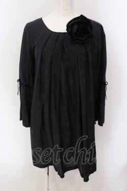 画像1: INGEBORG / コサージュつきフロッキーチュニック  クロ O-25-05-26-008-LO-TO-IG-OS