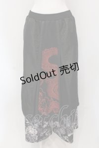 Qutie Frash / 和柄ワイドパンツ  レッド×ブラック O-25-05-26-070-QU-PA-IG-OS