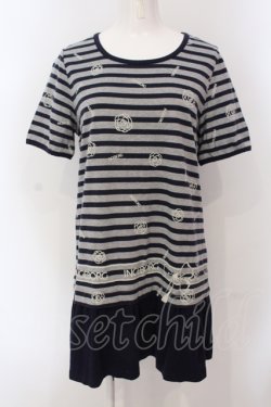 画像1: INGEBORG / カメリアボーダーカットチュニック 3 ネイビー×グレー O-25-05-26-009-LO-TO-IG-OS
