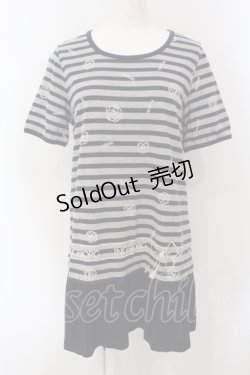 画像1: INGEBORG / カメリアボーダーカットチュニック 3 ネイビー×グレー O-25-05-26-009-LO-TO-IG-OS