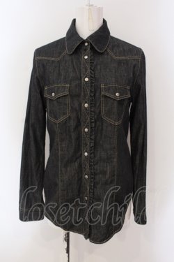 画像1: INGEBORG / ロゴスナップボタンデニムシャツ 9 クロ O-25-05-26-011-LO-JA-IG-OS