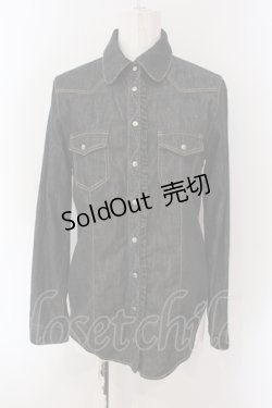 画像1: INGEBORG / ロゴスナップボタンデニムシャツ 9 クロ O-25-05-26-011-LO-JA-IG-OS