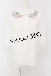 Jane Marple / ローズエンブロイダリーカラーのブラウス M シロ O-25-05-26-094-JM-BL-IG-OS