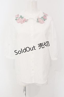 画像1: Jane Marple / ローズエンブロイダリーカラーのブラウス M シロ O-25-05-26-094-JM-BL-IG-OS