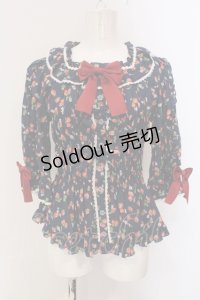metamorphose / スクエアあきフリルブラウス(五分袖) 1 ネイビー O-25-05-26-097-ME-BL-OW-OS