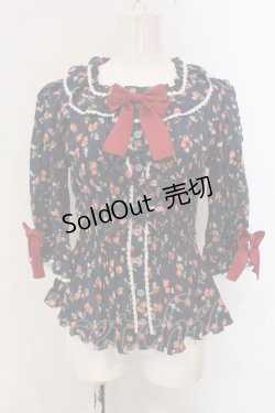 画像1: metamorphose / スクエアあきフリルブラウス(五分袖) 1 ネイビー O-25-05-26-097-ME-BL-OW-OS