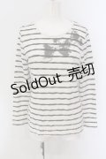 INGEBORG / リボンプリントボーダーカットソー 9 シロ×クロ O-25-05-26-012-LO-TO-IG-OS