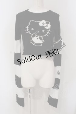 画像1: DimMoire / 【HELLO KITTY×DimMoire】しましまダメージニット F ブラック×ホワイト O-25-05-26-100-PU-TO-OW-OS