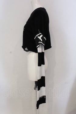 画像2: DimMoire / 【HELLO KITTY×DimMoire】しましまダメージニット F ブラック×ホワイト O-25-05-26-100-PU-TO-OW-OS