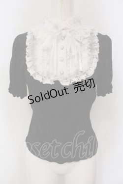 画像1: FRILL / コフィンジャガードプリント半袖カットブラウス  ブラック×ホワイト O-25-05-26-101-HN-TO-IG-OS