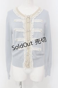 Jane Marple / スプリングニットのナポレオンカーディガン M サックス O-25-05-26-104-JM-TO-IG-OS