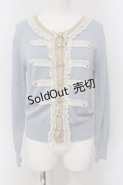 画像1: Jane Marple / スプリングニットのナポレオンカーディガン M サックス O-25-05-26-104-JM-TO-IG-OS