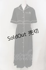 EAT ME / オープンカラーマキシワンピース  クロ×シロ O-25-05-26-107-LO-OP-IG-ZS
