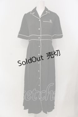 画像1: EAT ME / オープンカラーマキシワンピース  クロ×シロ O-25-05-26-107-LO-OP-IG-ZS