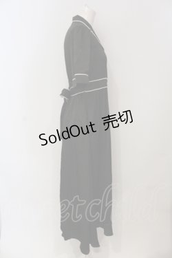 画像2: EAT ME / オープンカラーマキシワンピース  クロ×シロ O-25-05-26-107-LO-OP-IG-ZS