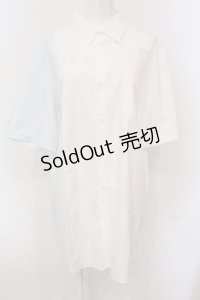 KMK / バイカラーシャツ  ホワイト×サックス O-25-05-26-108-PU-BL-OW-OS