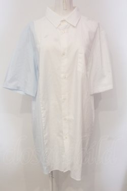 画像1: KMK / バイカラーシャツ  ホワイト×サックス O-25-05-26-108-PU-BL-OW-OS