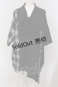 KMK / チェック切り替えBIGシャツ  ブラック×ネイビー系チェック O-25-05-26-110-PU-BL-OW-OS