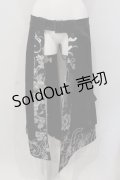 Qutie Frash / ラップロングスカート  ブラックｘシルバー O-25-05-26-117-QU-SK-YM-OS