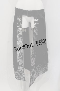画像1: Qutie Frash / ラップロングスカート  ブラックｘシルバー O-25-05-26-117-QU-SK-YM-OS