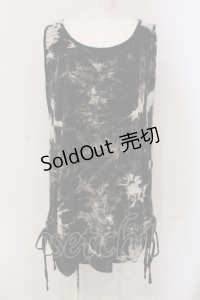 ALGONQUINS / ムラ柄レースアップタンクトップ F ブラック O-25-05-26-120-AL-TO-OW-OS